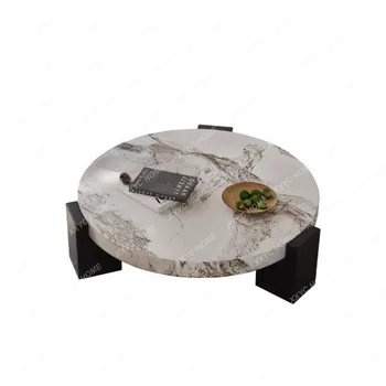 Мраморный круглый чайный столик в минималистичном стиле для гостиной, дома, маленькой квартиры