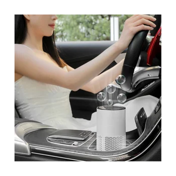 Автомобильный воздухоочиститель, фильтры Hepa, Настольный очиститель, USB-перезаряжаемый Портативный воздухоочиститель, диффузор-белый