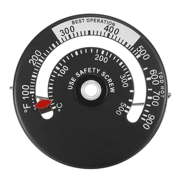1 шт. Черный алюминиевый Прочный магнитный термометр для дровяной печи, монитор температуры в дымоходе