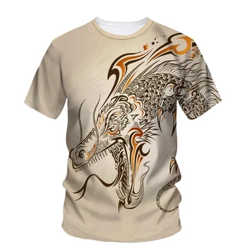 2024 Освежающая летняя мужская одежда, футболка с таинственным рисунком дракона, 3D-принт, круглый вырез, спортивный повседневный топ с короткими рукавами