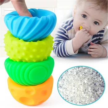Набор сенсорных шариков для детских игрушек, Текстурированный Массажный мяч для рук, развивающий тактильные ощущения, Игрушки для младенцев от 0 до 12 М Игры