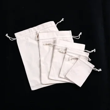 Универсальный холщовый белый мешок на шнурке пустой мешок для риса, пачка для хранения во рту, хлопчатобумажная упаковка, сумка для ювелирных изделий