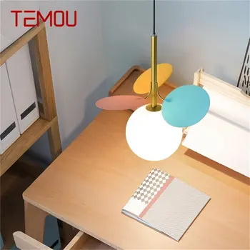 Подвесной светильник TEMOU Nordic с круглым шаром, светильники Macaroon для помещений, подвесные современные люстры-светильники