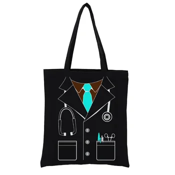 Белый костюм доктора, холщовая сумка для покупок, сумка для покупок, забавные сумки, сумка для покупок, модные женские сумки, Повседневная эко-сумка для покупок