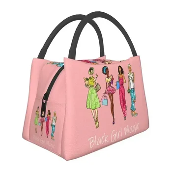 Волшебная сумка для ланча Black Girl с изоляцией, сменный кулер для африканских женщин, Термосумка для ланча, сумки для работы, пикника, еды