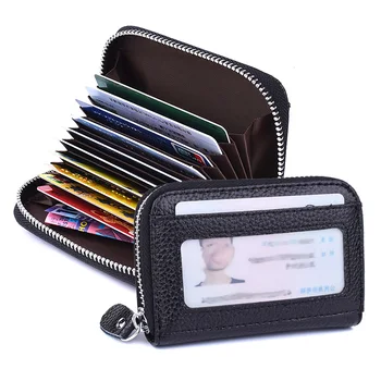 RFID Блокирующий кошелек для карт из натуральной кожи, модный чехол для кредитных карт с 13 слотами, женский кошелек на молнии, горячая распродажа