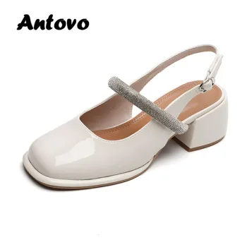 Antovo/ Женская обувь на высоком каблуке; Летние Босоножки; Вечерние Замшевые Модные босоножки без застежки; Женская обувь Mary Jane размера Плюс