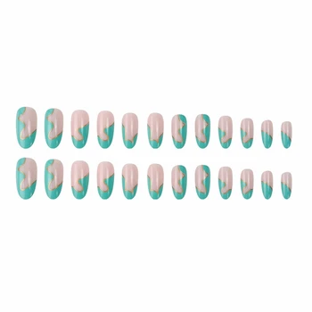 Съемные зеленые накладные ногти - гелевые ногти 12 размеров, не нужно подпиливать Предварительно сформованным прессом для наращивания ногтей Y-30
