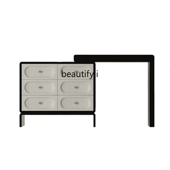 Комод в кремовом стиле, Встроенный столик для макияжа в спальне, Выдвижной шкаф для хранения, Легкий роскошный комод